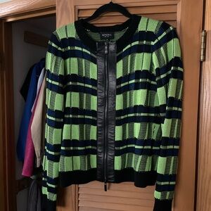 Boden Green and Navy Checkered Bomber Jacket